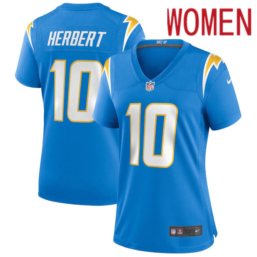 Women Los Angeles Chargers #10 Justin Herbert Nike Powder Blue Game NFL Jersey